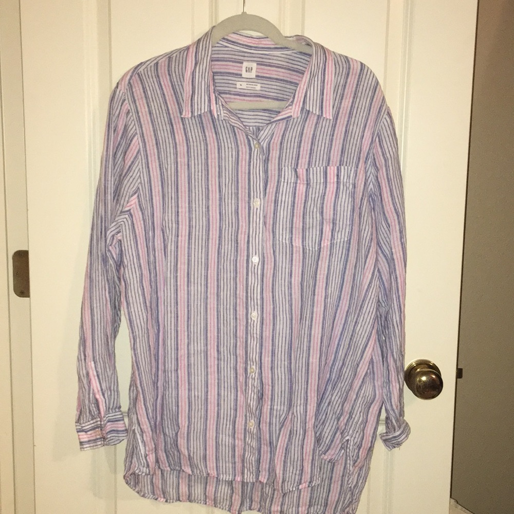 GAP Linen Boyfriend Button-Down Shirt (Size XL)